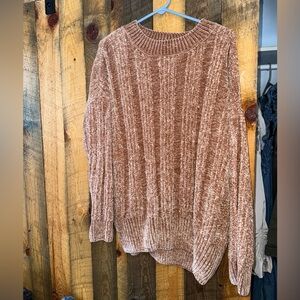 Zenana Outfitters Plush Chenille Crewneck Sweater - Dusty Rose